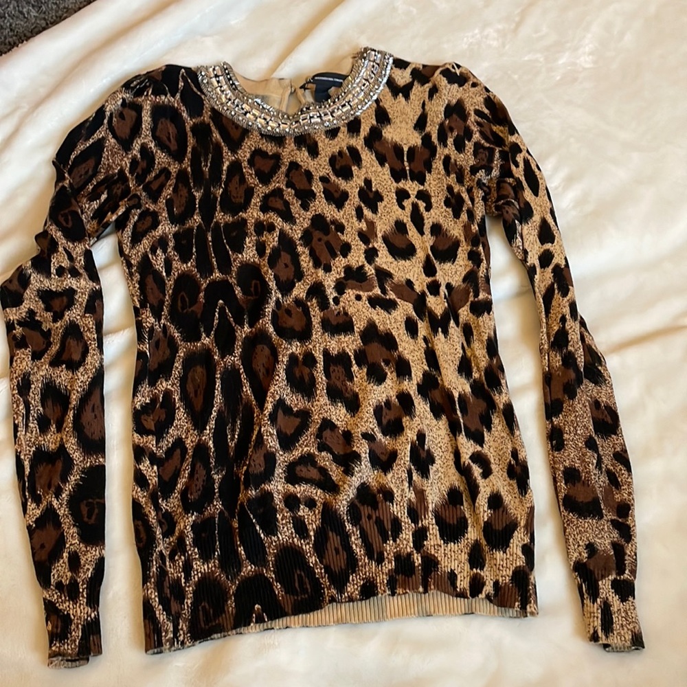 INC cheetah print dressy sweater, worn once, size small